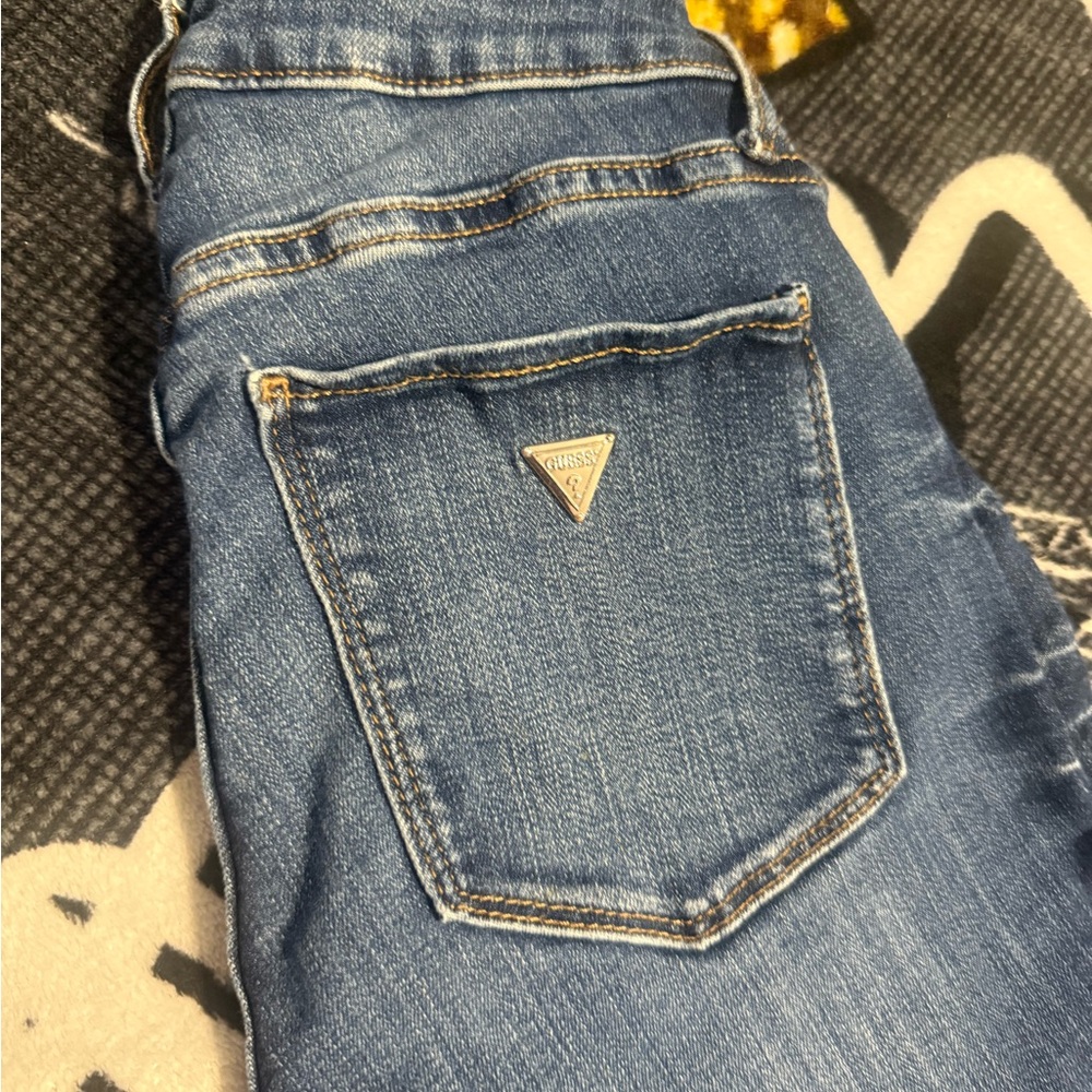 GUESS Women's Blue Denim Jeans with Logo Patch
